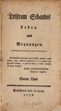 Tristram Schandis Leben und Meynungen, 4