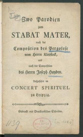 Zwo Parodien zum Stabat Mater