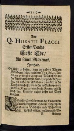 Erste Ode/ An seinen Maecenas