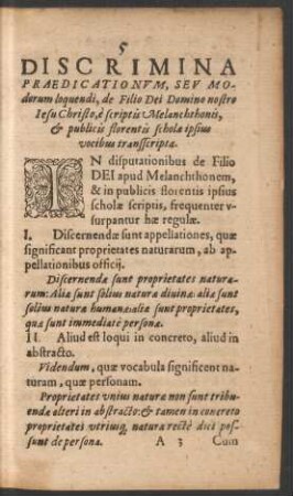 Discrimina Praedicationum, Seu Modorum loquendi, de Filio Dei Domino nostro Iesu Christo, e scriptis Melanchthonis, et publicis florentis scholae ipsius vocibus transscripta.