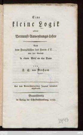 Eine kleine Logik oder Vernunft-Anwendungs-Lehre