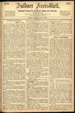 Ausgabe vom Samstag, den 12. April 1873.
