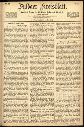 Ausgabe vom Samstag, den 12. April 1873.