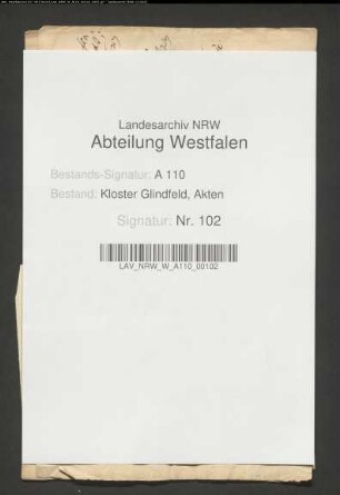 Kloster Glindfeld ./. Stadt Medebach wegen der Schatzung.