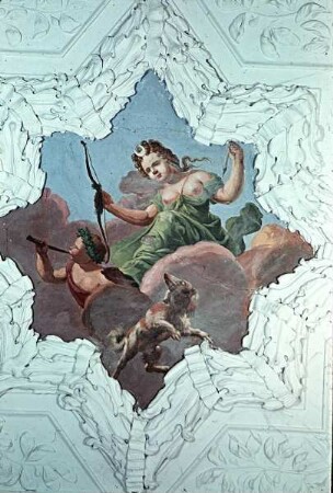 Innendekoration des Treppenhauses — Deckendekoration des Treppenhauses — Allegorie fürstlichen Landlebens — Diana