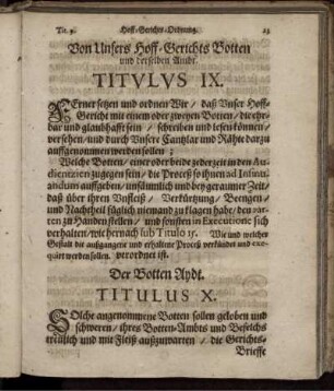 Von Unsers Hoff-Gerichts Botten und derselben Ambt. Titulus IX.