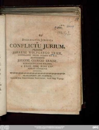 Dissertatio Juridica De Conflictu Jurium