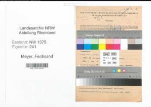 Entnazifizierung Ferdinand Meyer , geb. 05.06.1913 (Dentist)