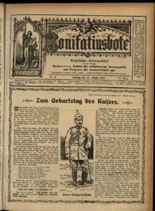Erste Ausgabe vom Sonntag, den 23. Januar 1916.