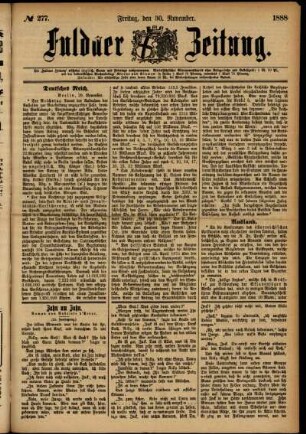 Ausgabe vom Freitag, den 30. November 1888.