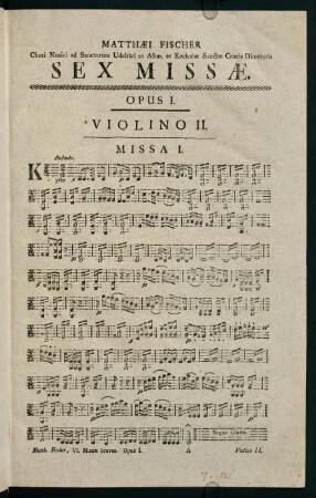 1-40, Sex Missae. Opus I. Violino II.