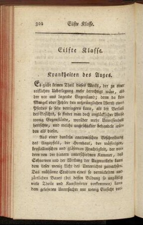 Eilfte Klasse. Krankheiten des Auges.