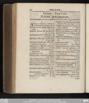 Index Tertius Rerum praecipuarum.