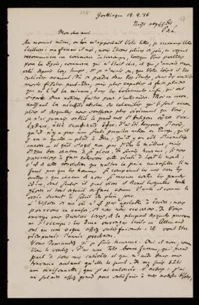 Nr. 17: Brief von Paul de Lagarde an Ernest Renan, Göttingen, 19.9.1876
