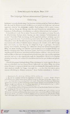1. Artikel belangende by religion, Anno 1539. Der Leipziger Reformationsentwurf (Januar 1539)