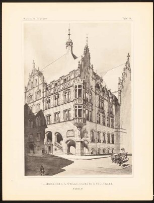 Konkurrenzentwürfe für ein Rathaus in Stuttgart, zusammengest. v. W. Kick, Stuttgart 1895: Projekt II, Perspektivische Ansicht, Detail