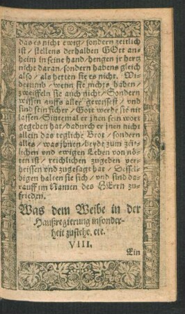 Was dem Weibe in der Haußregierung insonderheit zustehe. etc. VIII.