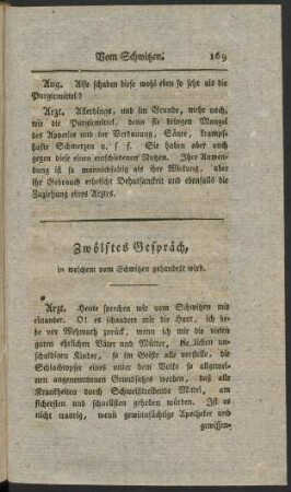 Zwölftes Gespräch, in welchem vom Schwitzen gehandelt wird