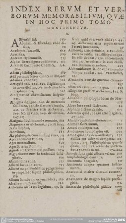INDEX RERUM ET VERBORUM MEMORABILIUM, QUAE IN HOC PRIMO TOMO CONTINENTUR.