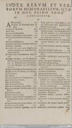 INDEX RERUM ET VERBORUM MEMORABILIUM, QUAE IN HOC PRIMO TOMO CONTINENTUR.