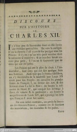 Discours Sur L'Histoire De Charles XII.