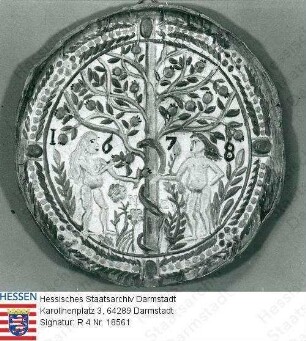 Brauchtum, bäuerliche Gebrauchsgegenstände / Abdruck einer Backmodel mit Darstellung von Adam und Eva im Paradies am Baum der Versuchung