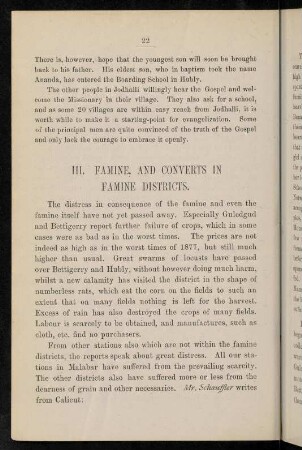 22-40, III. Famine, and converts in famine districts