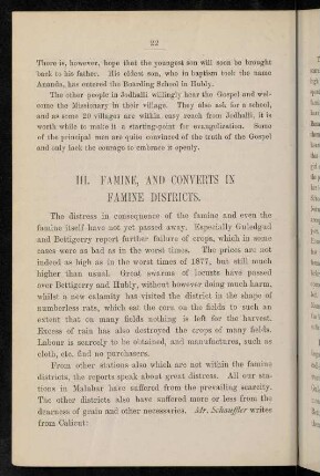 22-40, III. Famine, and converts in famine districts