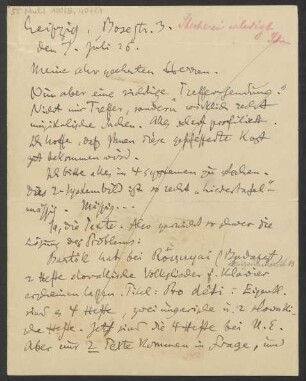 Brief an B. Schott's Söhne