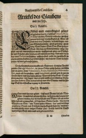 "Augspurgische Confession. Artikel des Glaubens"