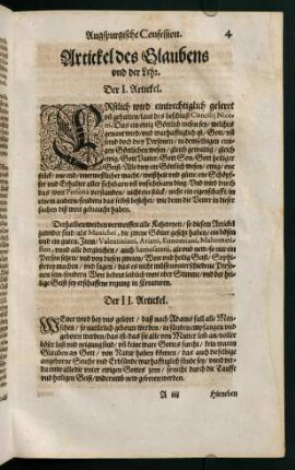 "Augspurgische Confession. Artikel des Glaubens"