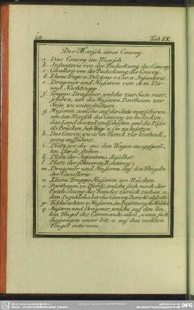 Tab. IX. Der Marsch eines Convoy