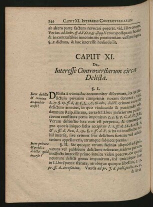 Caput XI. De Interesse Controversiarum circa Delicta.