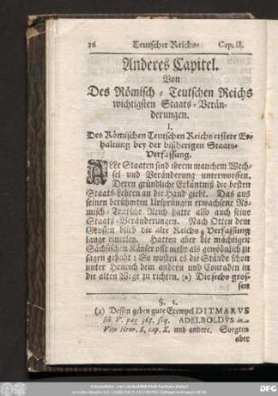 Anderes Capitel. Von des Römisch-Teutschen Reichs wichtigsten Staats-Veränderungen.