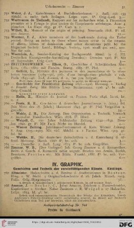 IV. Graphik (Nr. 767 - 1017)