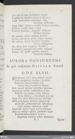 Aurora Consurgens. In ipsa nascentis Deiparae Aurora. Ode XLVII.