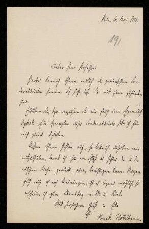Nr. 11: Brief von Konstantin Höhlbaum an Ferdinand Frensdorff, Köln, 10.5.1883