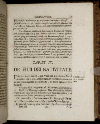 Caput IV. De Filii Dei Nativitate.