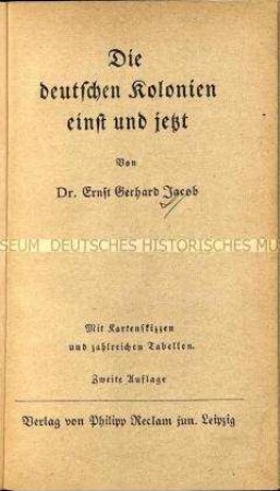Veröffentlichung über die deutschen Kolonien vor und nach dem Versailler Vertrag
