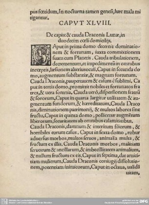 CAPUT XLVIII. De capite & cauda Draconis Lunae, in duo decim coeli domicilijs.