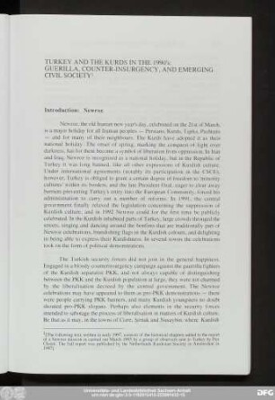 Turkey And The Kurds In The 1900's: Guerilla, Counter-Insurgency, And Emerging Civil Society