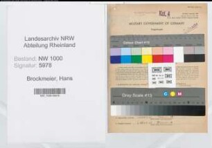 Entnazifizierung Hans Brockmeier, geb. 07.01.1898 (Postmeister)