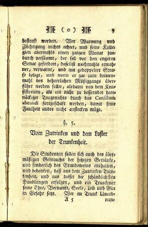 §. 5. Vom Zutrinken und dem Laster der Trunkenheit.