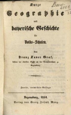 Kurze Geographie u. bayer. Geschichte...