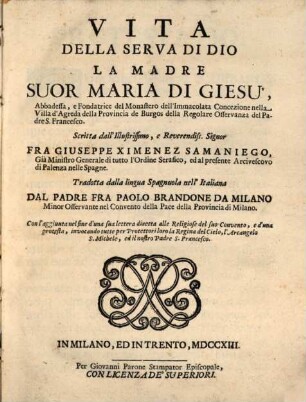 Vita della ... Maria di Giesù d'Agreda