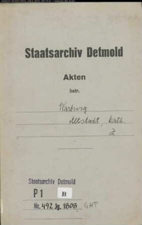Zivilstandsregister der katholischen Gemeinde Warburg-Altstadt, Kreis Warburg (GHT 1808) (Gemeinde: Katholische Gemeinde Warburg Altstadt)