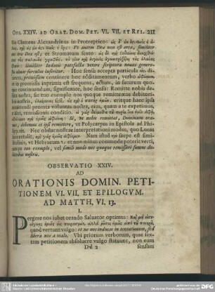 Observatio XXIV. Ad Orationis Domin. Petitionem VI. VII. Et Epilogum. Ad Matth. VI. 13.