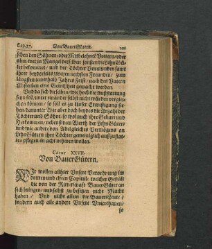 Caput XXVII. Von BauerGütern.