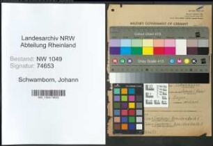 Entnazifizierung Johann Schwamborn , geb. 08.08.1886 ()