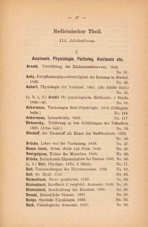 Medicinischer Theil. III. Abtheilung.